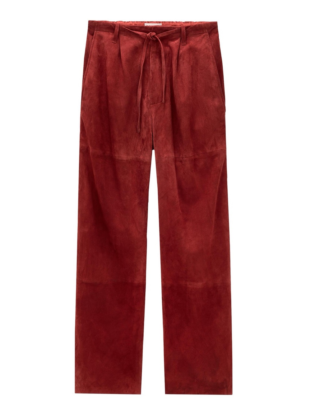 Zara Suede Leather FW26 Burgundy 100% Suede Wide Leg Designer Pants XS